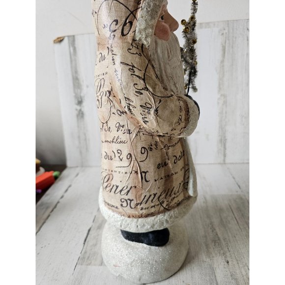 Shabby chic Santa tree glitter unique large Xmas decor 17" Tinsel tree - Picture 6 of 9